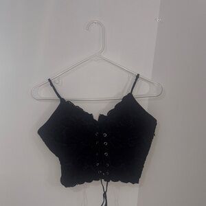 Chic Black Lace-Up Women's Crop Top